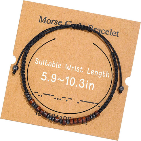 Morse Code Bracelet?Vintage Promise Distance Friendship Bracelets Hand Made Beads String Rope Bracelet for Women Men Friend Couples?I Love You?...