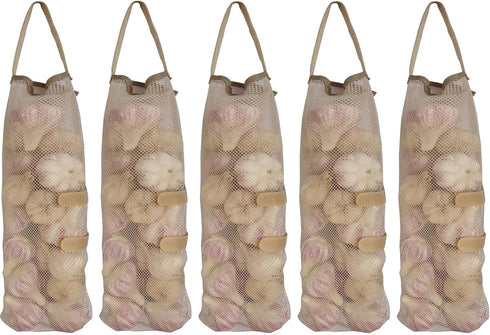 SHUYUE Hanging Mesh Bags Storage Potatoes Onion Garlic Net Bags Long and Large Net Produce Bags Fruit Veggies Green Pepper or Garbage Bag...