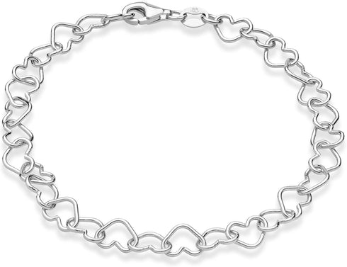 Miabella Sterling Silver Italian 5mm Rolo Heart Link Chain Bracelet for Women, Made in Italy...