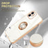 for iPhone 12 Phone Case with 360° Rotatable Finger Ring Holder Kickstand Magnetic Shiny Gold Plated Edge for Women Men Shockproof Soft TPU Protec...
