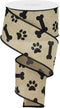 Craig Bachman 2.5" Paw Print Royal Ribbon: Light Beige & Black (10 Yards) - Craft Floral Arrangement Gift Wrapping Wired Edge Ribbon...