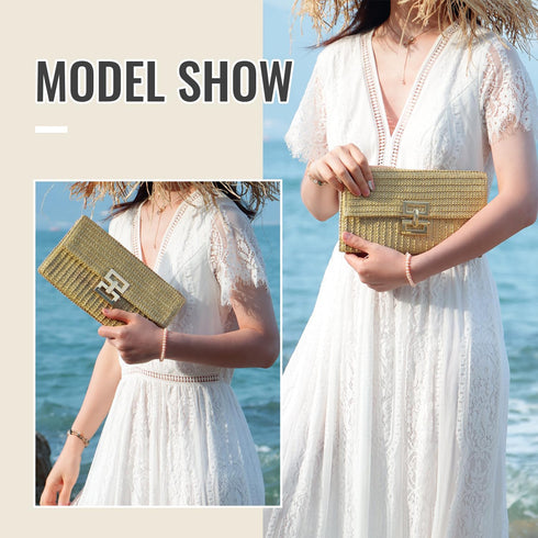 Freie Liebe Straw Clutch Purses for Women Summer Beach Bag Woven Purse Wicker Rattan Envelope Clutch for Wedding...