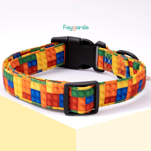Faygarsle Dog Collar for Small Medium Large Dogs Colorful Puppy Collars for Female Dogs Toy Building Blocks Patterned Pet Collars for Summer Sprin...