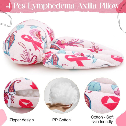 Juexica 4 Pcs Lymphedema Axilla Pillow Mastectomy Pillow Cotton Post Breast Surgery Pillow Mastectomy Recovery Breast Pillow for Sleeping Mastecto...