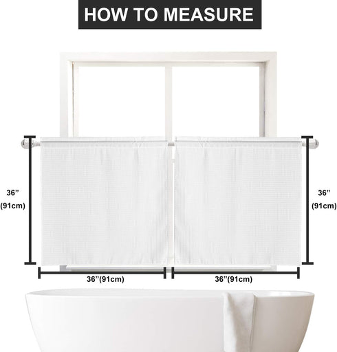 Barossa Design Waffle Weave Half Window Tier Curtains: Small Bathroom Window Curtains Waterproof with 36 inch Length Short Length for Cafe & Kitch...
