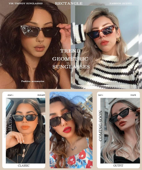 BOJOD Square Cat Eye Sunglasses For Women Fashion Vintage Trendy Cateye Sunglasses For women Black...