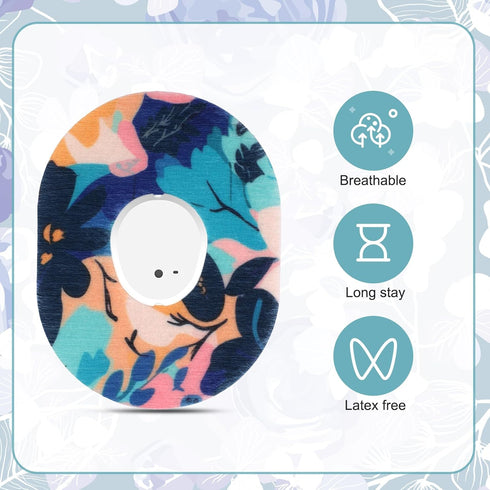 25pcs Sensor Covers for Dexcom G7, Waterproof Blood Sugar Monitor Patch Flower Pattern Adhesive Patches Sensor Sticker Accessories Compatible with...