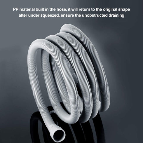 Universal Washing Machine Drain Hose Flexible Dishwasher Drain Hose Extension Kits Corrugated Washer Discharge Hose with 1 Extension Adapter and 2 Hose Clamps, U-Bend Hose Holder (6 ft)