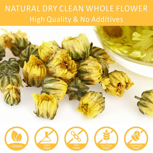 Chrysanthemum Tea, Yellow Edible Flowers, Dried Taiju Bulk, ?? Herbal Tea, Decaffeinated Natural Sweet, Ideal for Gift, 1.4 oz...