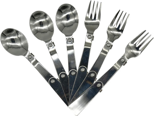 Maydahui 2PCS Folding Spoon and Fork SUS 18/10?304?Stainless Steel Spork Portable Camping Cutlery Multi-Functional Foldable Fruit Forks for Outdoo...