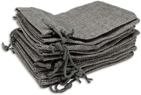 12-Pack 5.5x7.75 Natural Burlap Gift Bags w. Drawstring (Cool Grey, Medium) for Party Favors, Presents or DIY Craft by TheDisplayGuys...