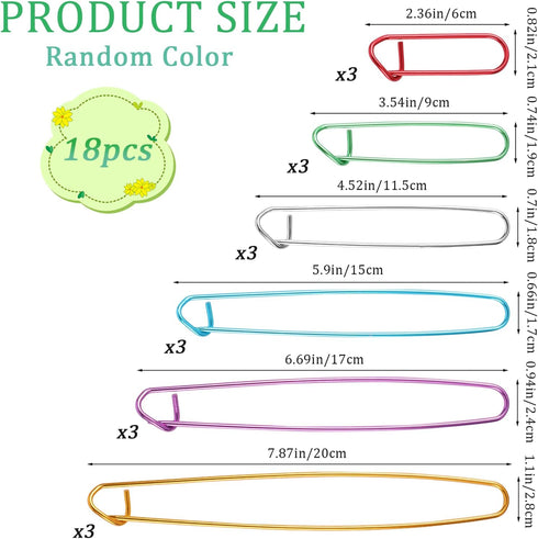 18 PCS Knitting Stitches Holder Set 6 Size Colorful Aluminum Yarn Stitches Holder Set Needles Practical Knitting Crochet Tools Knitting Supplies f...