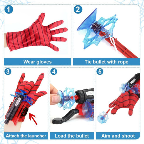 Spider Web Shooter, Superheroes Wrist Launcher Toy, Funny Children Educational Toys, Spider Gloves Man Cosplay Gift for Kids (Red)...