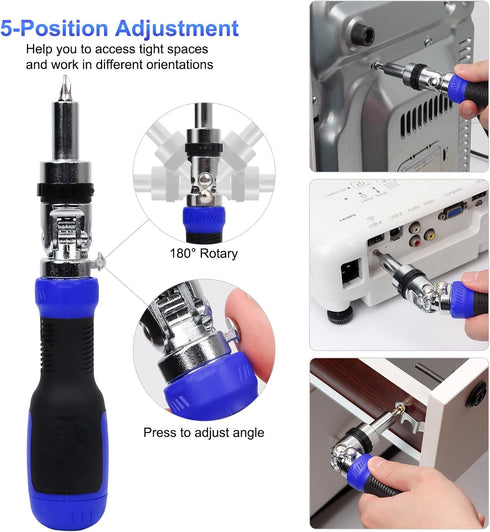 SHARDEN Ratchet Screwdriver 13-in-1 Multi Screwdriver Tool All in One Ratcheting Screwdriver Set with Phillips, Flat Head, Torx, Hex, Square, 180 ...