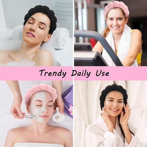 TailaiMei 2Pcs Spa Headbands for Washing Face or Facial, Sponge Skincare Headband Terry Cloth Headband for Makeup Removal, shower, Hair Accessorie...