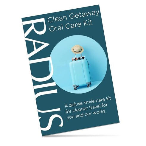 RADIUS Clean Getaway Deluxe Oral Care Gift Set (Tour Travel Toothbrush With Replacement Head, Organic Matcha Mint Toothpaste, 0.8oz, Biodegradable...