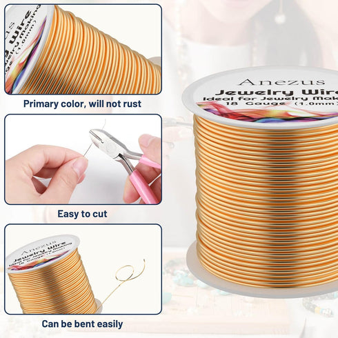 Anezus 18 Gauge Jewelry Wire for Jewelry Making, Anezus Craft Wire Tarnish Resistant Copper Beading Wire for Jewelry Making Supplies and Crafting ...