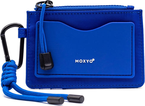 MOXYO Urban Women's Card Holder, Secure 6-Card Minimalist Wallet with Coin Pocket, Silicon Front Pocket for ID (Blue)...
