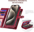 for iPhone 15 Pro Max Wallet Case with Card Holder,Faux Leather Phone Case for Women Men,Magnetic,Kickstand,Wrist Strap,Zipper(Red)......