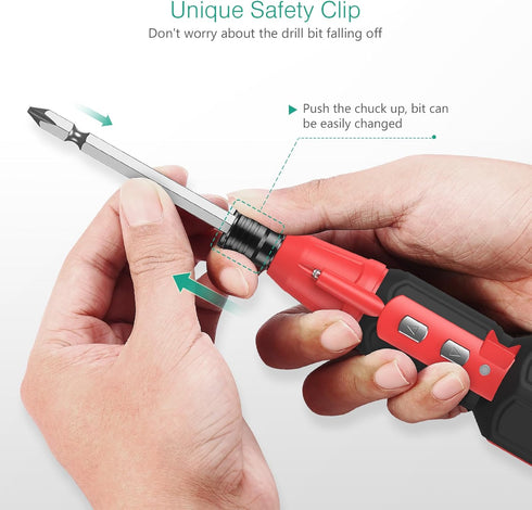 ORIA Rechargeable Cordless Screwdriver, Electric Screwdriver Set, Power Screwdriver, Small Repair Tool Kit with LED Light, 10 Bits, 1/4'' Bit Hold...