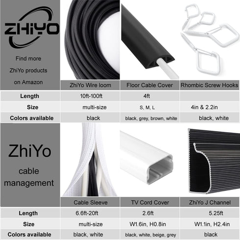2 Pack 5ft - 1 inch White Cable Sleeve, Cable Organizer for Desk PC TV Computer, Wire Protector Cable Wrap Cover, Cord Management for Home Office...