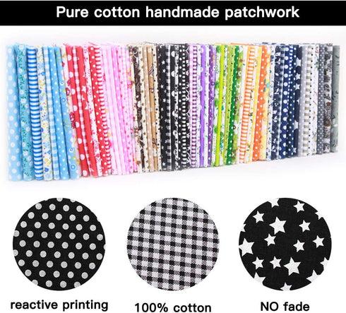 YOLUFER DIY Cotton Fabric Bundle 19.7 x 19.7 Inches, 7PCS Different Pattern, Squares Patchwork Material for Sewing Quilting Scrapbooking. (Black)...