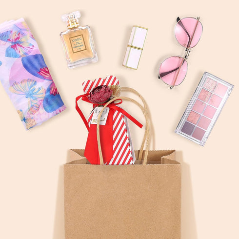 GSSUSA Brown Paper Bags 5.25x3.75x8 20Pcs, Small Gift Paper Bag with Handles Bulk, Graduation Gift, Sturdy Kraft Paper, Retail Shopping Bags, Part...