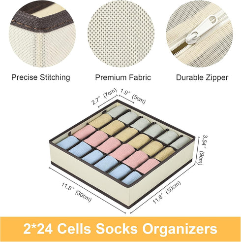 Joyoldelf Drawer Organizer Divider 2 Packs Organizer, 24 Cell Collapsible Closet Cabinet Organizer Underwear Storage Boxes for Storing Socks, Bra,...