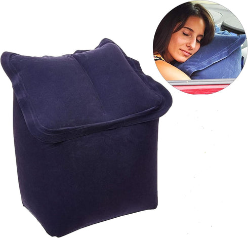 SkyRest® Inflatable Head Neck Rest Travel Pillow - Portable Patented Design Napping Pillows for Airplanes Buses Cars Office Trains Outdoor Camping...
