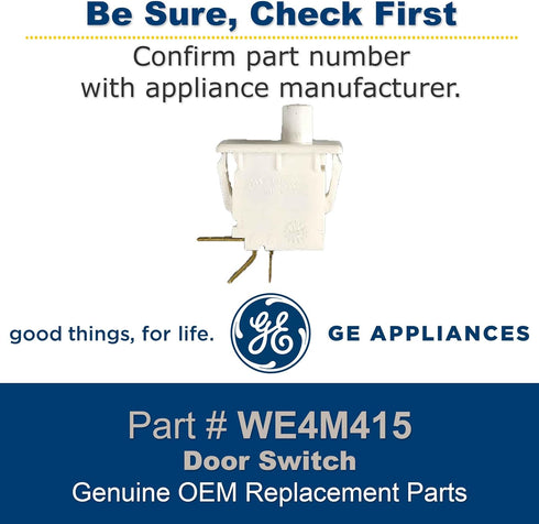 GE WE4M415 Genuine OEM Door Switch for GE Dryer, White