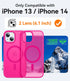 CANSHN for iPhone 14 Case/iPhone 13 Case, Compatible with MagSafe, Translucent Matte Back Slim Shockproof Phone Cover, Hot Pink...