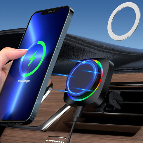 Magnetic Wireless Car Charger Mount Mag Safe Car Charger for iPhone 14/13/12 Series Phones Charging Air Vent Magnet Car Phone Mount Holder for Cas...