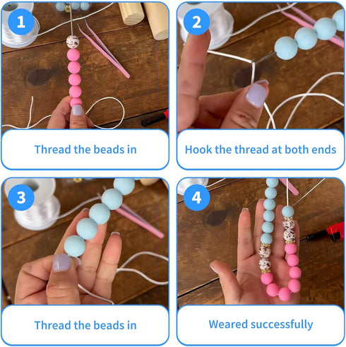 4PCS Loop Turner Tool for Sewing Tool & Silicone Beads, Knot-Grippers-Tool & Drawstring Threader Tool, Crochet Sewing Concepts& Tongue Crochet Too...