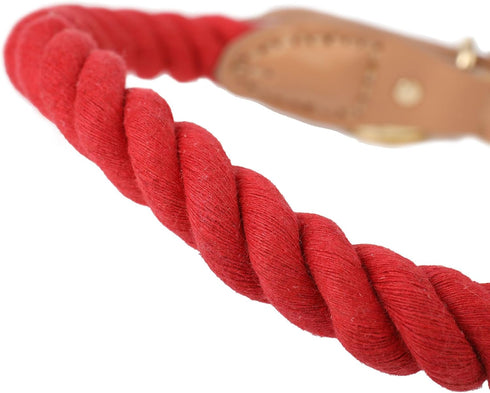 Park Life Designs Wander Rope Collar, Red, Small, Cotton Rope and Vegan Leather Clasp, Pet Accessories...