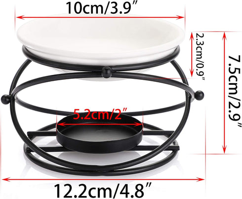 JuxYes European Metal Oil Burner Wax Warmer, Delicate Romantic Ceramic Tealight Candle Holder Oil Burner, Fragrance Warmer Aromatherapy Wax Candle...