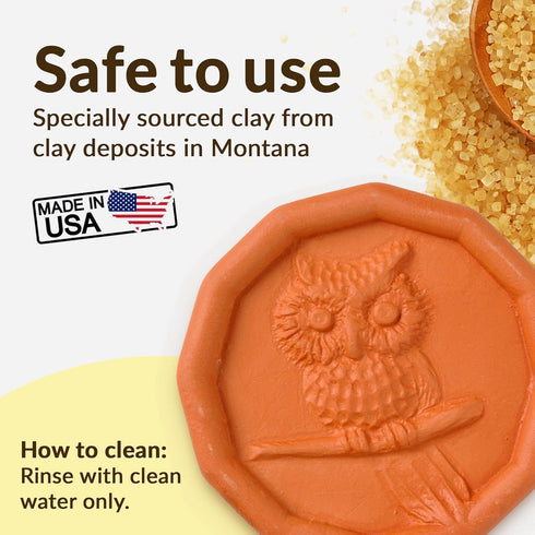 Terra Cotta Brown Sugar Saver | Owl Design | Food-Safe Softener for Cookies, Marshmallows, Dried Fruits & More | Reusable Moisture Keeper by JBK P...