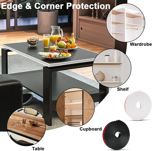U-Shape Veneer Edge Banding, 16.4 Ft Self Adhesive Edge Trim, Flexible TPE Edge & Corner Protector for Shelves, Furniture, Countertop (1.0 in, Bla...