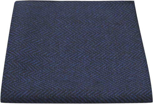 King & Priory Midnight Blue & Black Herringbone Pocket Square, Handkerchief...