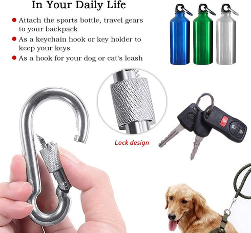 2pcs M25 Single Pulley Block with 3pcs Spring Snap Hook Carabiner, Heavy Duty 304 Stainless Steel Pulley Roller & 3'' Spring snap Hooks, Pully Cra...