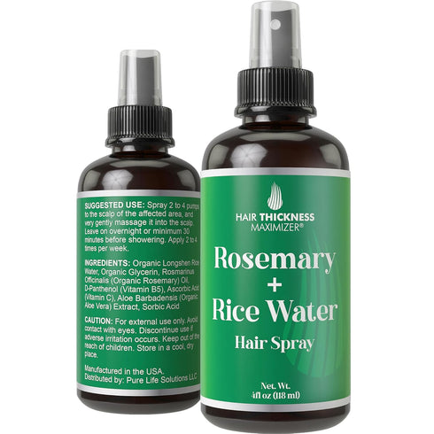Rosemary Oil + Rice Water Spray For Hair Growth. 4oz Vegan Longsheng Rice Water and Rosemary Oil For Women & Men. Hair Thickening, Moisturizing, S...