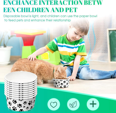 30 Pieces Disposable Dog Bowls Small Pet Feeding Bowls with Printed Pattern Dog Dishes for Small Dogs Pet Paper Food Bowls Travel Bowls for Feedin...