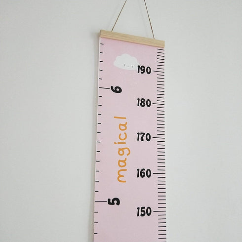Kids Growth Chart, Wood Frame Fabric Canvas Height Measurement Ruler from Baby to Adult for Child's Room Decoration 7.9 x 79in (7.9 x 79in, Pink -...