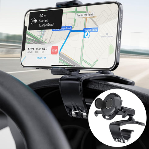 Car Phone Holder Mount, 360 Degree Rotation Cell Phone Holder for Car, Dashboard Clip Mount Car Phone Stand Compatible for 4.7 to 6.7 inch Smartph...