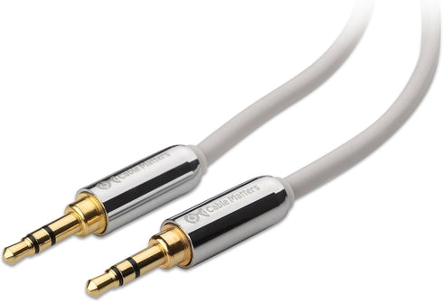 Cable Matters 2-Pack Stereo Cable (3.5mm Audio Cable, Stereo Audio Cable, Aux Cable) in White 12 Feet...