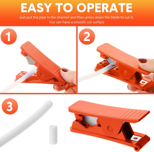 PTFE Plastic Tubing Cutter Hose Tube Cutter Pipe Cutter Accurate Tube Cutting Tool for Nylon PVC PU Tube and Hose Cut up to 3/4 Inch OD Tube (Red,...