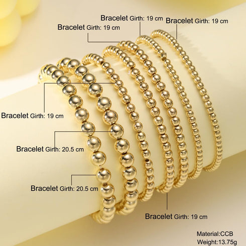 Gold Beaded Bracelets for Women 14K Gold Plated Stackable Bracelet Gold Bracelet Stack Delicate Stackable Gold Bracelets for Women...