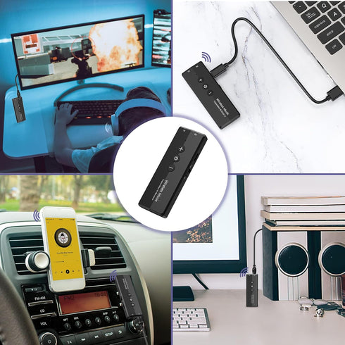JXTZ Bluetooth Transmitter Receiver 3 in 1, Rechargeable Bluetooth 5.0 Car Adapter, Noise Canceling Aux Bluetooth Adapter for Car, 3.5mm Bluetooth...