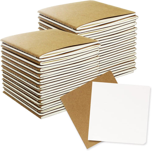 48 Pack Mini Kraft Paper Blank Notebook, 4 x 4 inch Unlined Journals Sketchbooks Pocket Journal for Kids, Students,Travelers...