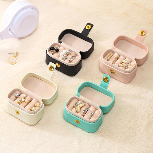 Mini Ring Storage Box Organizer Travel Jewelry Box, Small Portable Jewelry Case, Practical Travel Gift for Women, White...