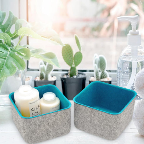 2-Piece Office Drawer Organizer bins for School Dorm Home Kitchen bathroom bedroom Closet Cabinet Desk Junk storage boxes (Teal)...